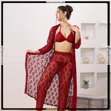 Load image into Gallery viewer, 4 pcs Lace Allure Gown and Pajama Set
