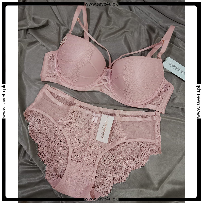 Feminine Lace Trim Bralette Set