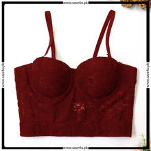 Load image into Gallery viewer, Thin Cups Wired Longlined Lace Bra
