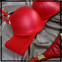 Load image into Gallery viewer, Soft Leather Push Up Bra Set
