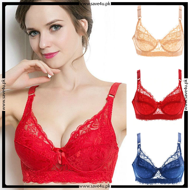Women's Lace Design Wired Thin Padded Bra